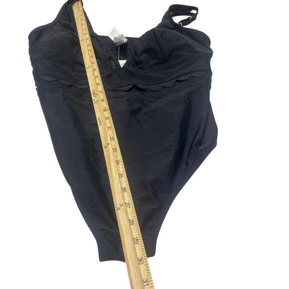 Cupshe‎ Womens 2X Black Scalloped Edge V-Neck One-Piece Swimsuit - Picture 11 of 14
